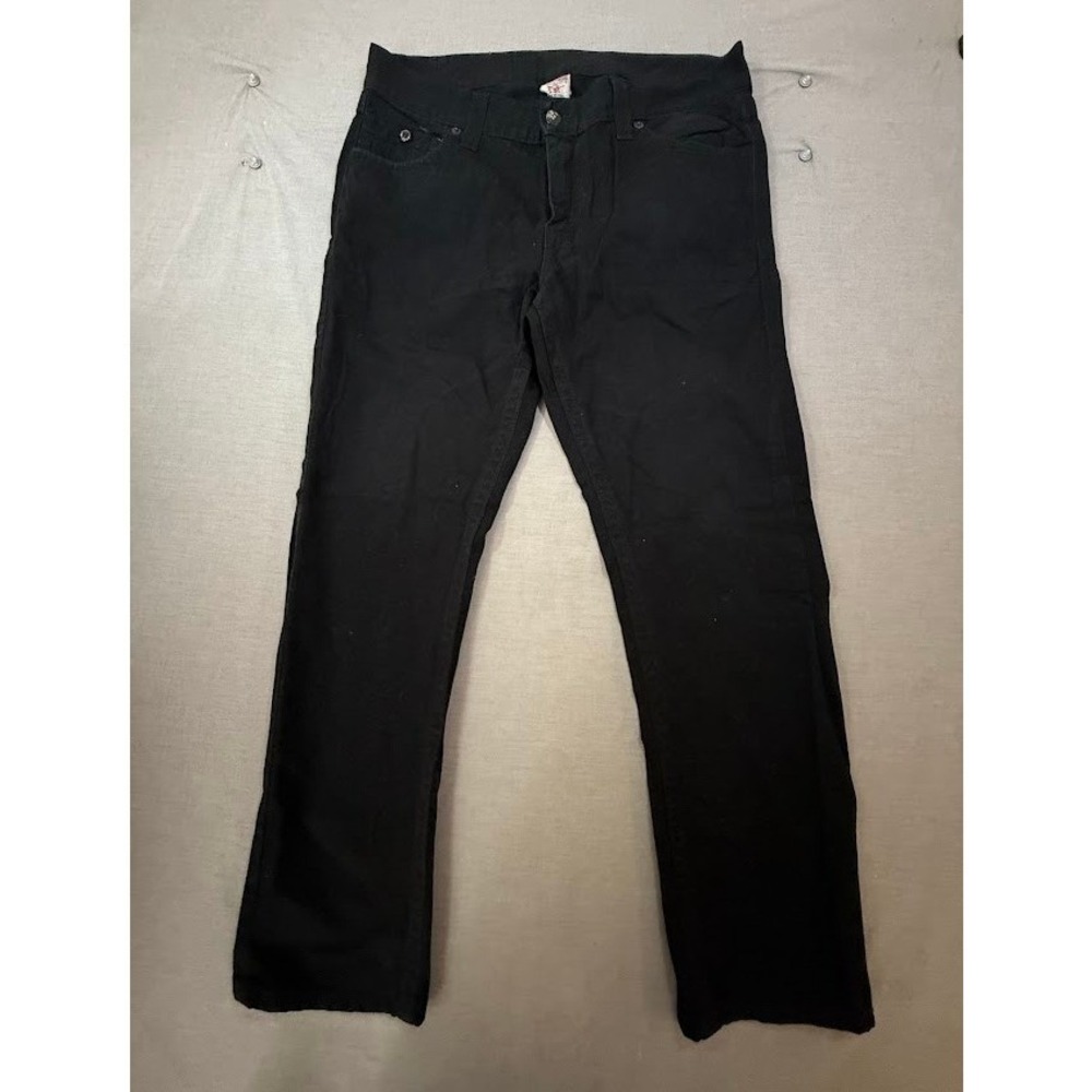 TRUE RELIGION Ricky Black Straight Jeans Men's Belted Flap Pocketed 38X31.